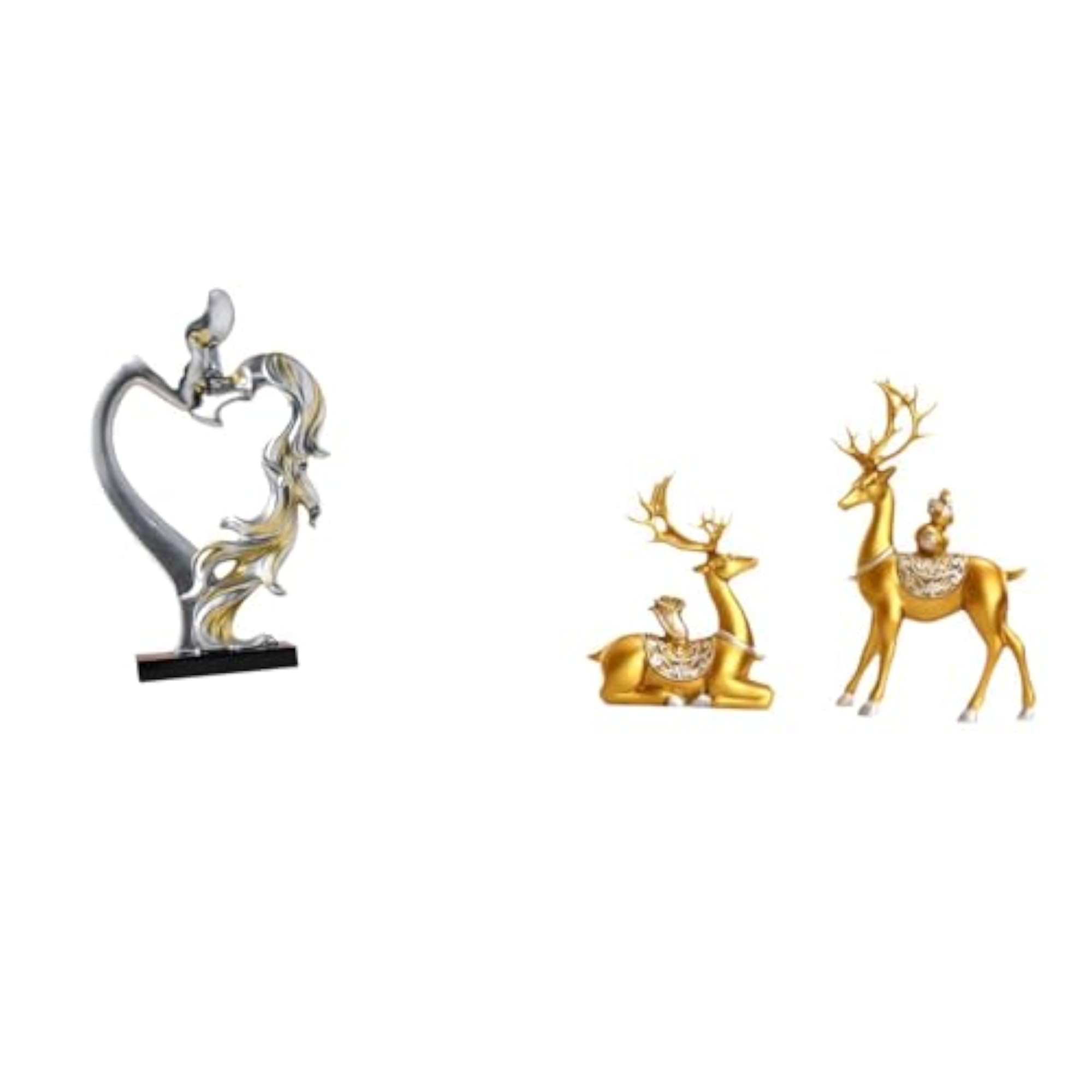 Romantic Deer Couple Figurine Set for Home Decoration